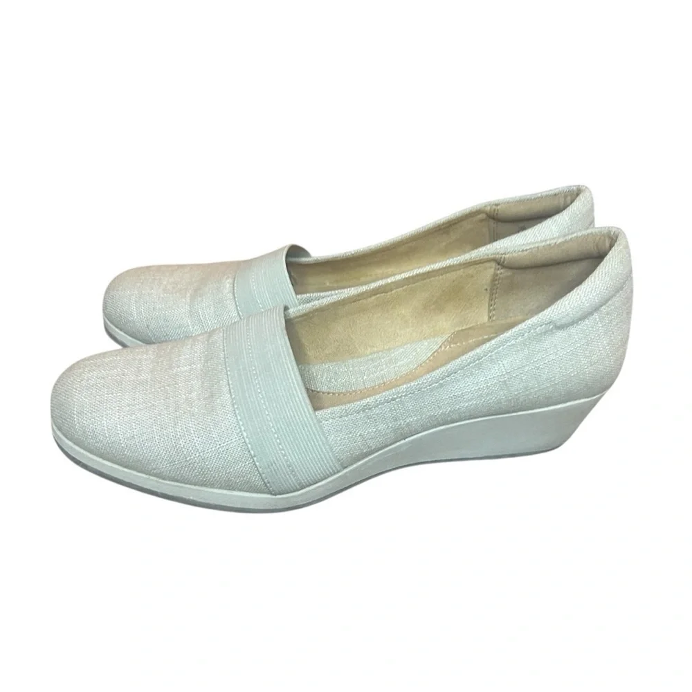 Naturalizer N5 Comfort Cream Canvas Wedge Slip On Shoes Women’s 7.5M